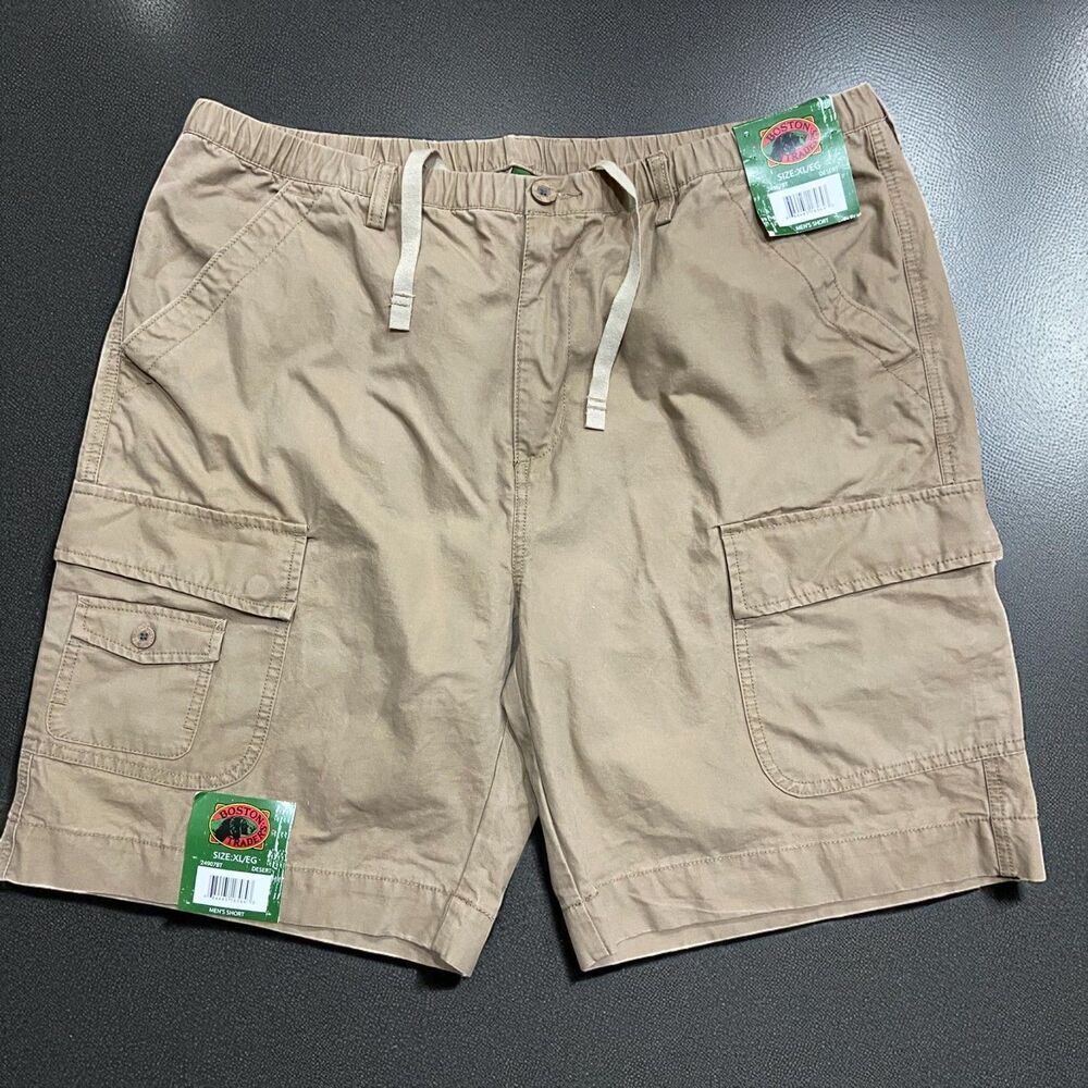 Boston Traders Vintage NWT Cargo Utility Tan Brown Shorts Cotton Men's Size XL